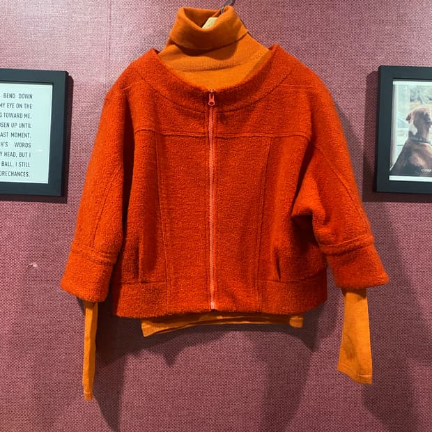 오렌지 울 혼방 숏 코트