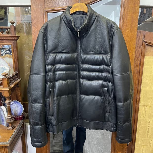 Vintage leather puffer jacket