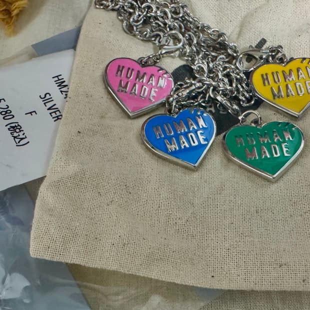 휴먼메이드 파이브 하트 목걸이 실버