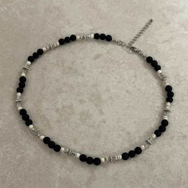 화산석 실버포인트 레이어드 목걸이