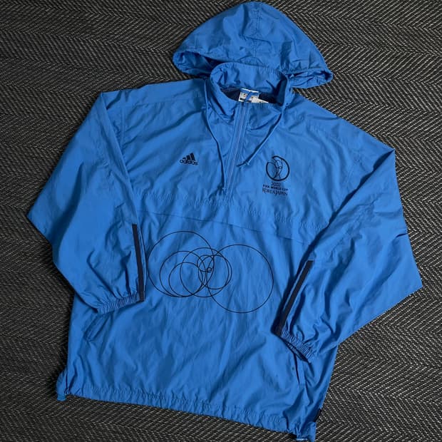 아디다스 2002 월드컵 올드스쿨 빅로고 우븐 아노락 웜업y 2870
