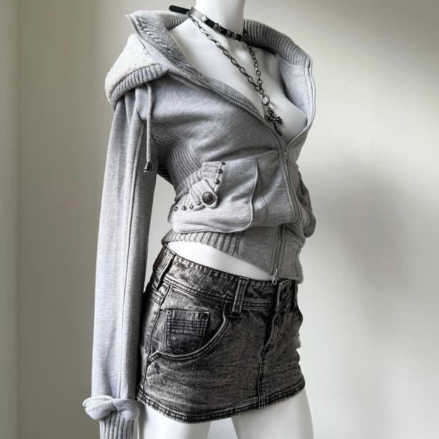 빈티지 대장 회색 후드집업 금장 