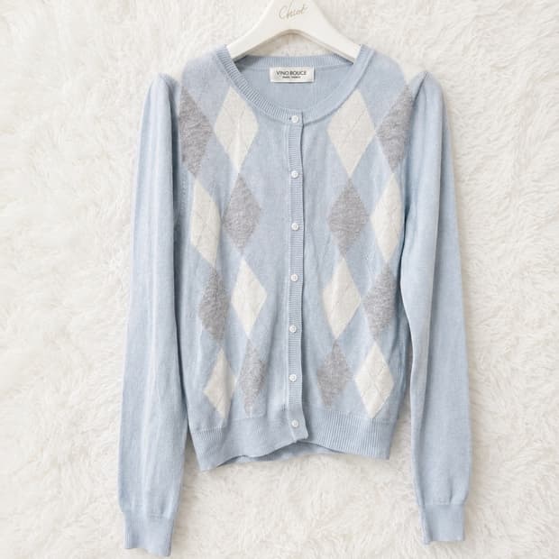 일본 빈티지 스카이블루 아가일 가디건 vintage cardigan