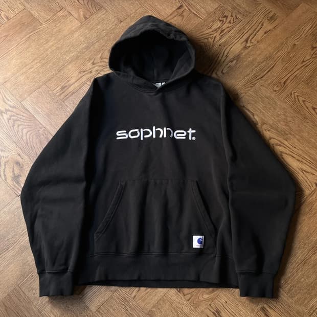 [L]칼하트x소프넷 블랙 후드 티셔츠