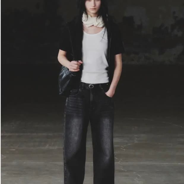 인사일런스우먼 빈티지 와이드 데님 BLACK