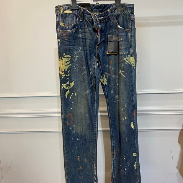 디스퀘어드2 페인트 데님 청바지 슬림핏 34 새상품