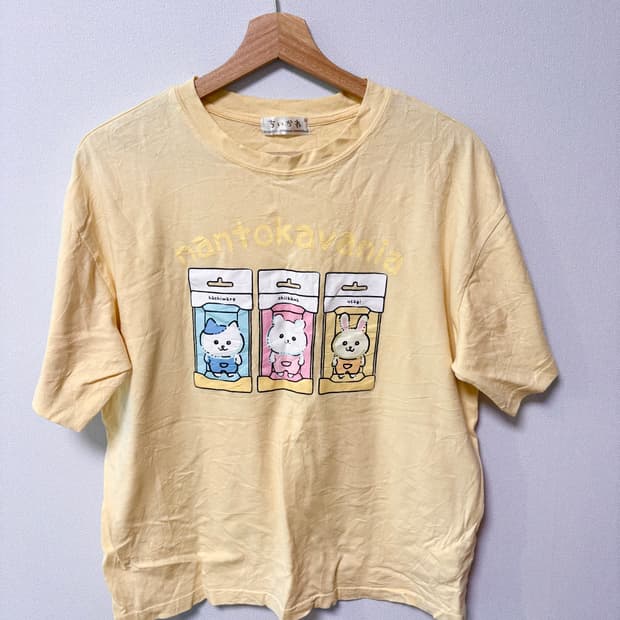 치이카와 정품 반팔 티셔츠 모리걸 노란색 일본 빈티지