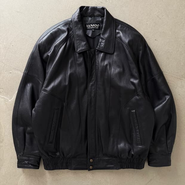 Vintage Sheepskin Leather Bomber Jacket 