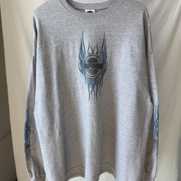 할리데이비슨 00s 플레임 빈티지 롱슬리브 티셔츠 