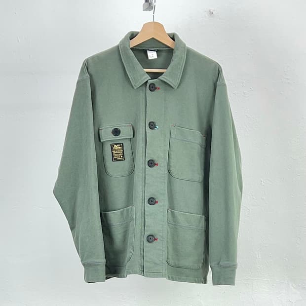 짐 마스터 다이드 그린 미시건 커버올 코튼 셔츠 자켓