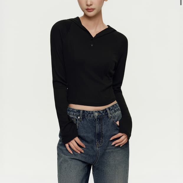 (새상품)무신사스탠다드우먼 슬림 후드긴팔티셔츠XL