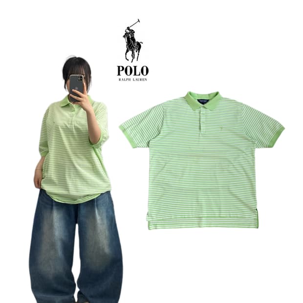 폴로 포니 스트라이프 PK 카라 반팔 티셔츠