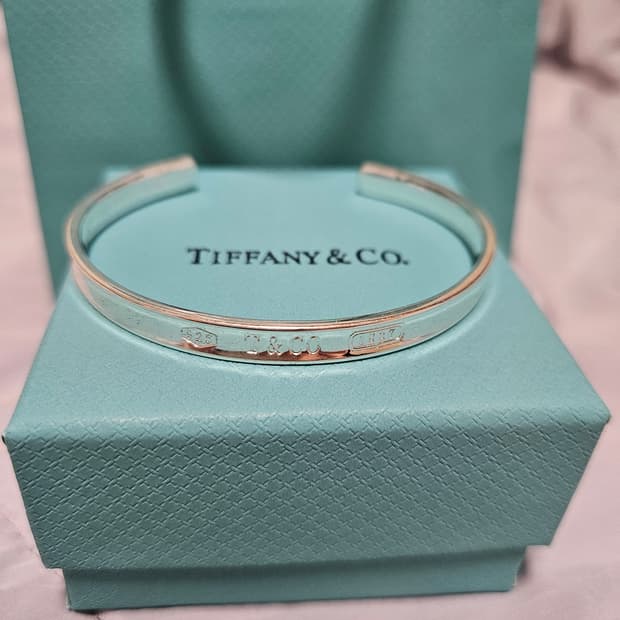 정품 Tiffany & Co. 1837 실버 925 커프 브레이슬릿