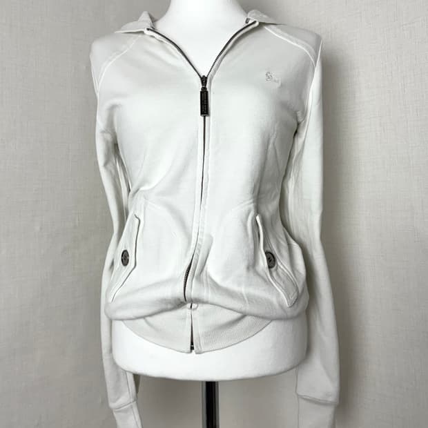 버버리 포켓 화이트 후드집업