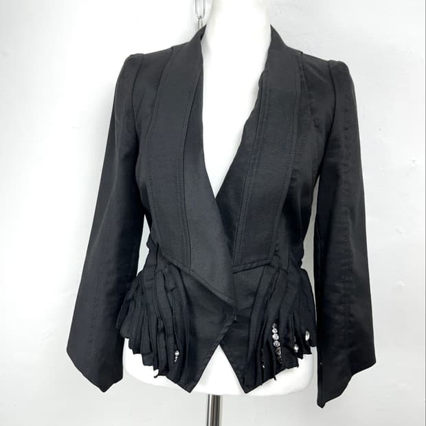 Doho Asymmetric Draped Ruffle Jacket  Do