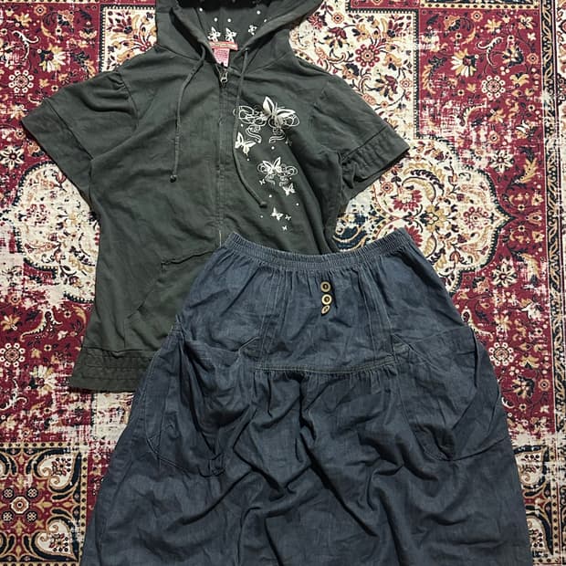 모리 페어리 버터플라이 후드집업 미디 스커트 코드 