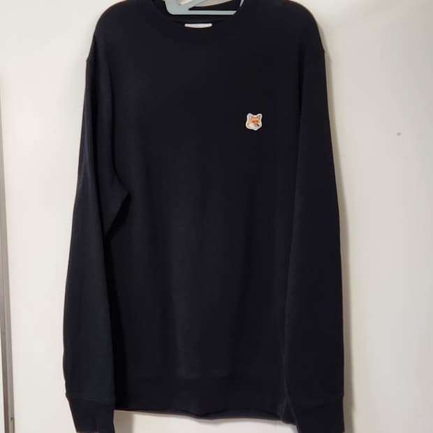 메종키츠네 폭스 패치 블랙 맨투맨 XL