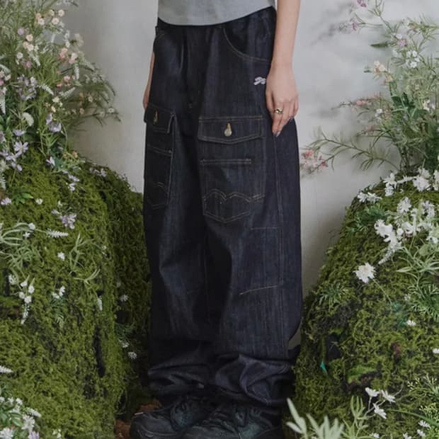 송이송이X탄산 프론트 빅포켓 데님팬츠