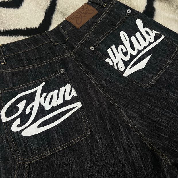 [1]팬시클럽 카펜더 레터링 와이드 데님 팬츠