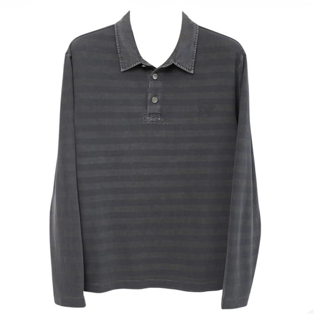 해칭룸 빈티지 스트라이프 폴로 티셔츠 다이드 그레이