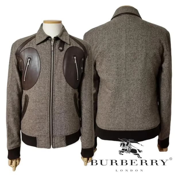 (M) 버버리헤링본자켓 버버리블랙라벨 버버리가죽자켓