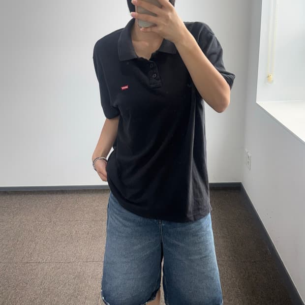 Levis 리바이스 스몰로고 블랙 카라 반팔