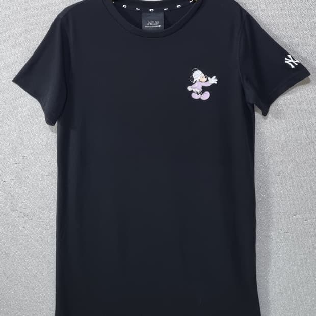 오버핏 XS ) MLB X 미키마우스 블랙 롱 반팔티