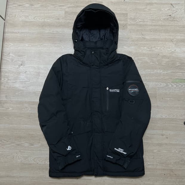빈폴 아웃도어 덕다운 와펜 후드 패딩 점퍼 [블랙] L/100