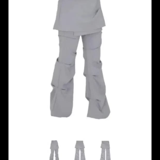 오호스 랩 오버 턱 팬츠 스커트 그레이 2