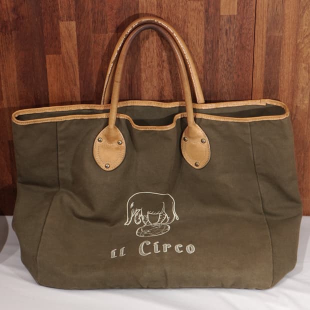 Il Circo 빈티지 레더 코튼 토트백