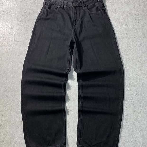 유니클로 블랙 와이드 데님 팬츠 32