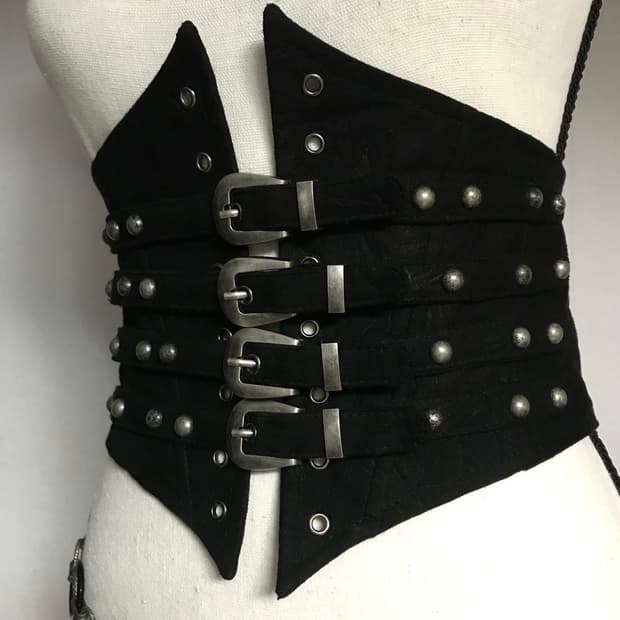 PUNK RAVE Black Studded Corset Belt