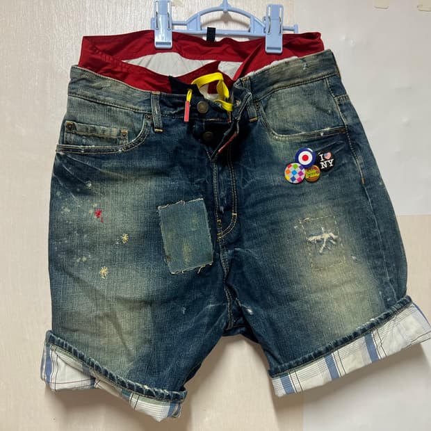 디스퀘어드2 데님 패치 롤업 청바지 46사이즈