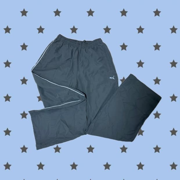 푸마 진회색&하늘색 글리터 츄바 츄리닝 바지 M