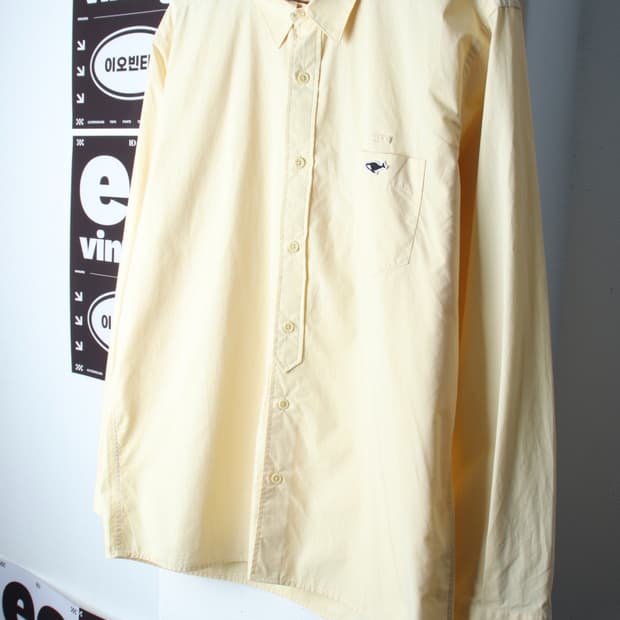 (XL-2XL) 네이더스 셔츠 남방 포켓 노랑 무지 아메카지-H32220
