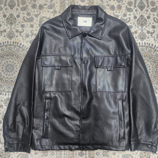 v2 오버핏 프리미엄 레더 트러커 자켓 (100-105)