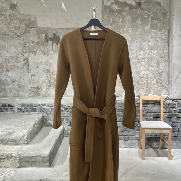 셀린느 브라운 웨이스트 밴드 캐시미어 코트