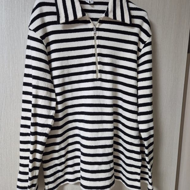 아르켓 스트라이프 카라 커튼니트 긴팔 XS (55)