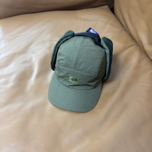 나나미카 노스페이스 퍼플라벨 이어플랩 6패널 볼캡 모자 카키