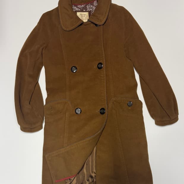 여성 써스데이아일랜드 브라운 더블 코트 55