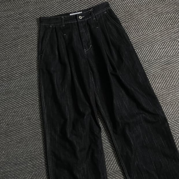 Xerobnr 블랙 투 턱 와이드 데님 팬츠 y 3673