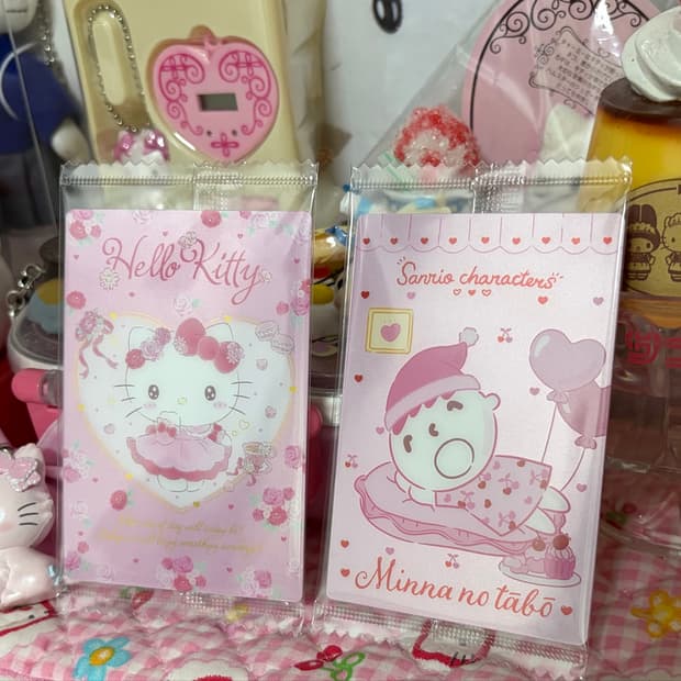 산리오 헬로키티 미나노타보 핑크 로즈 카드 웨하스 포카 일본