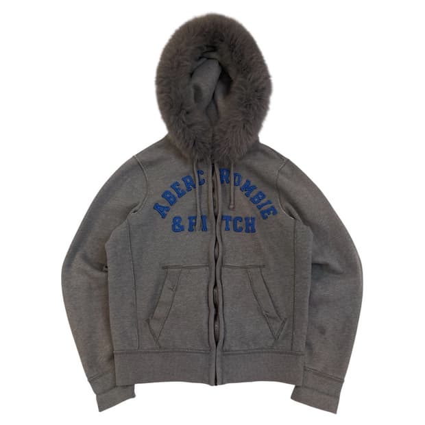 아베크롬비 y2k 울프죠 퍼 후드집업 그레이