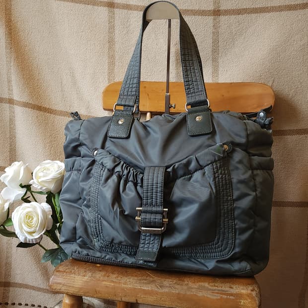 00년대 캘빈클라인 진스 나일론 버클 토트백 카키