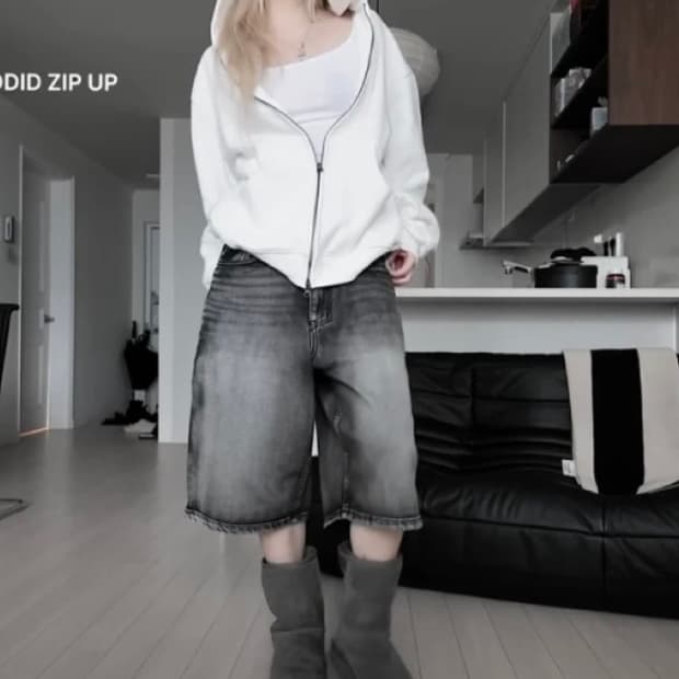 ERTR 니들 콜라보 화이트 후드집업