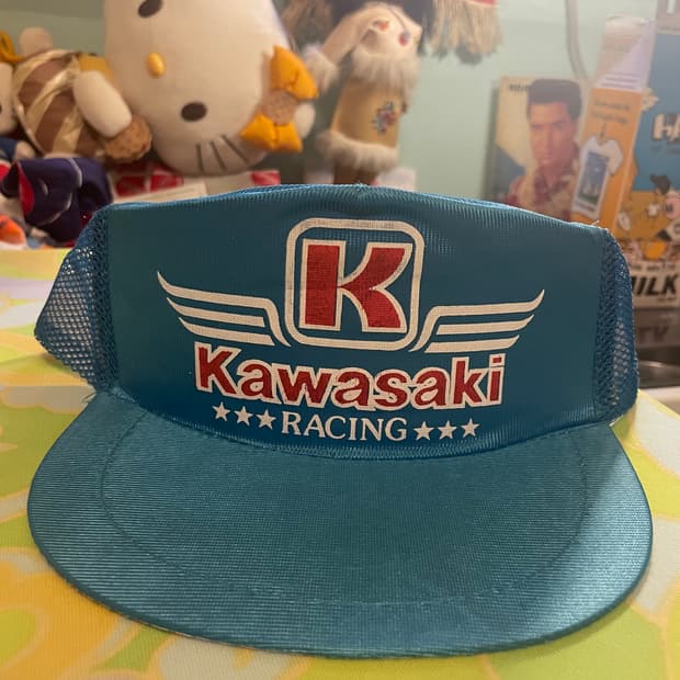 Vintage Kawasaki Racing Trucker Cap 