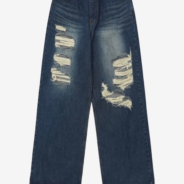 락케이크 Faye Damage Jeans - Blue xs 길이수선