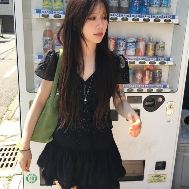 아워캐비넷 cookie dot blouse 블랙