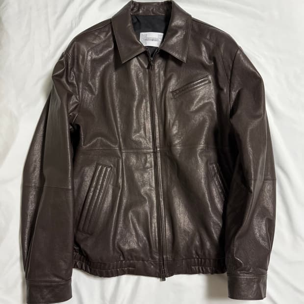 해칭룸 스티치 볼륨 레더 브라운 가죽 자켓 4 사이즈 팝니다