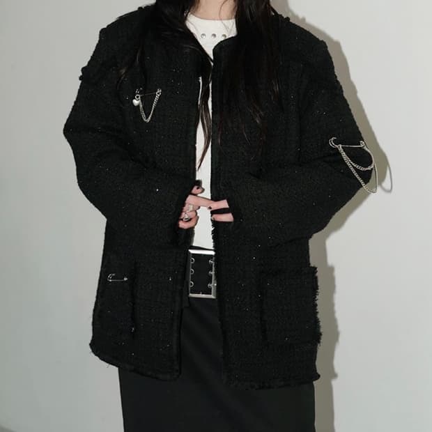 dared raw edge tweed jacket